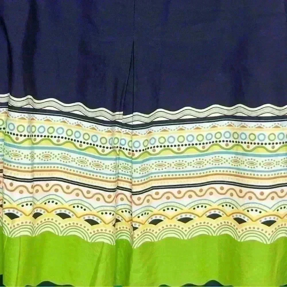 Talbots Skirt Pleated Midi Women 14 Blue Green Cotton‎ Lined Vintage casual